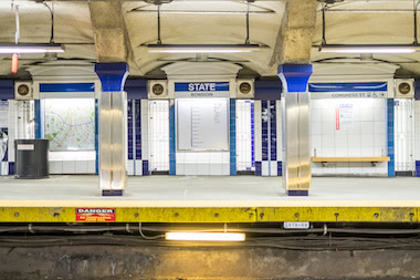 Blue Line subway platform inside State Street