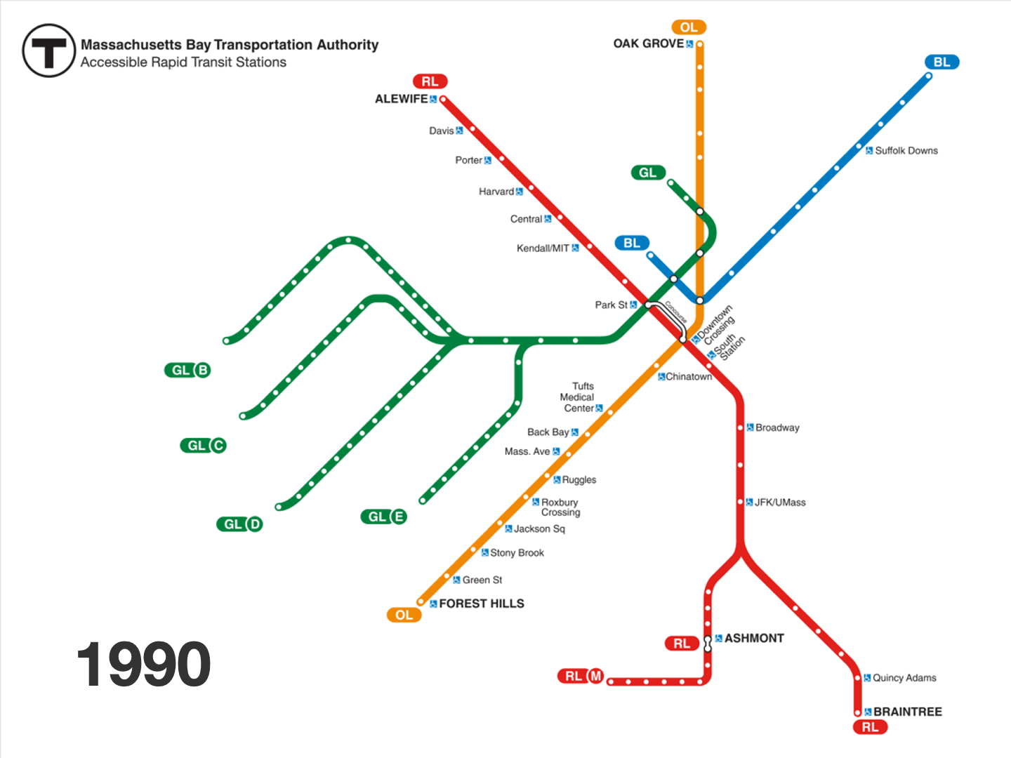 a gif showing MBTA system spider maps changing over the years