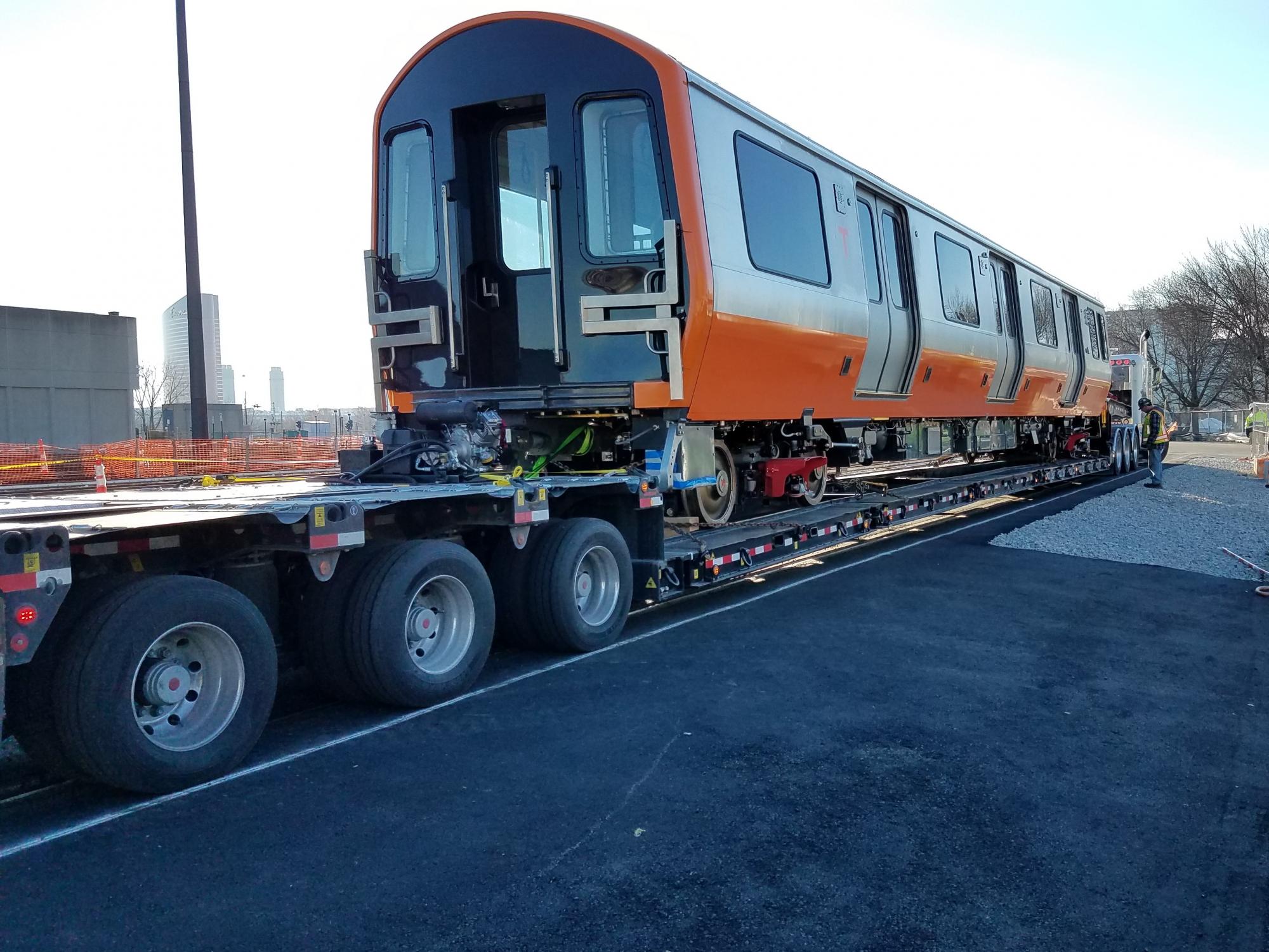 Orange Line Production Car Delivery from Springfield, MA to the Wellington Car House (January 4, 2019)