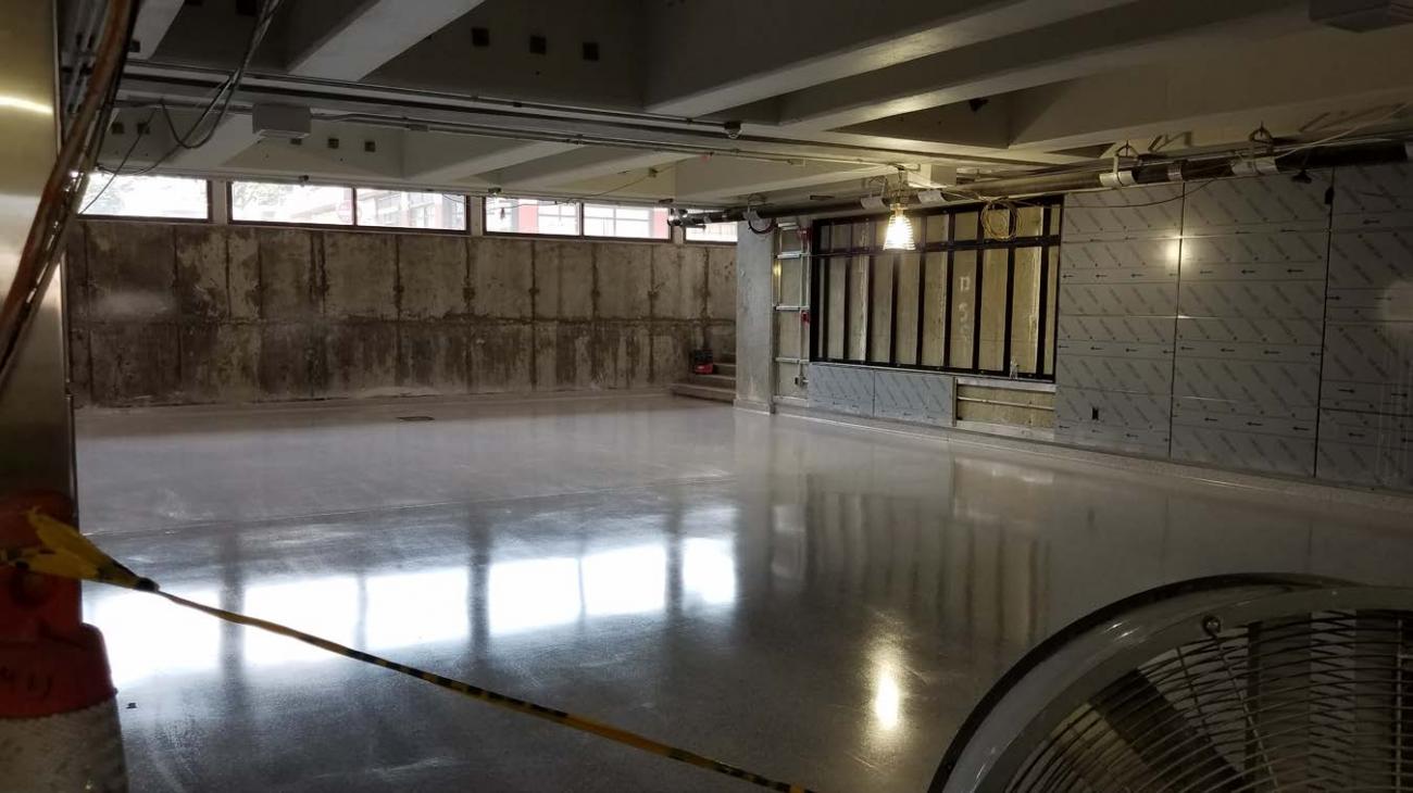 Lobby tile floor installation complete (July 3, 2019)