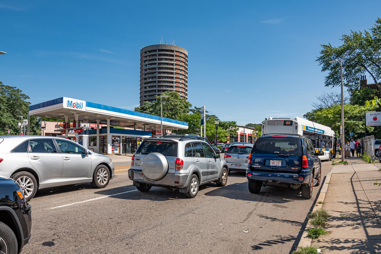 Route 22 bus in traffic
