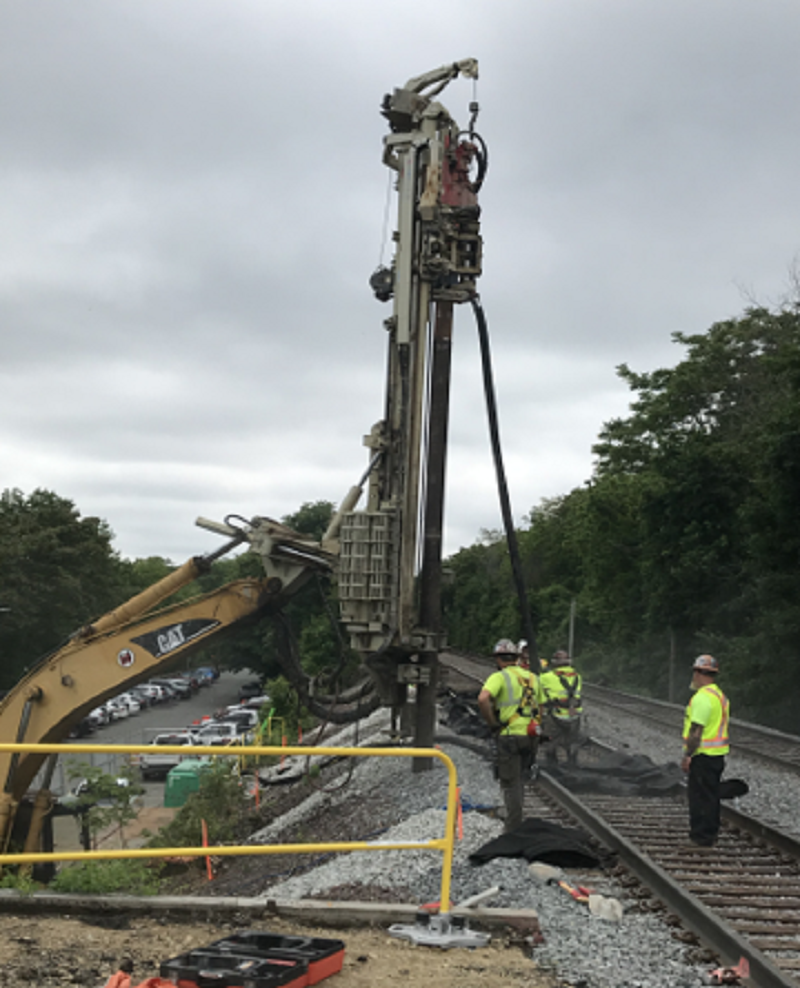 Drilling along eastbound track