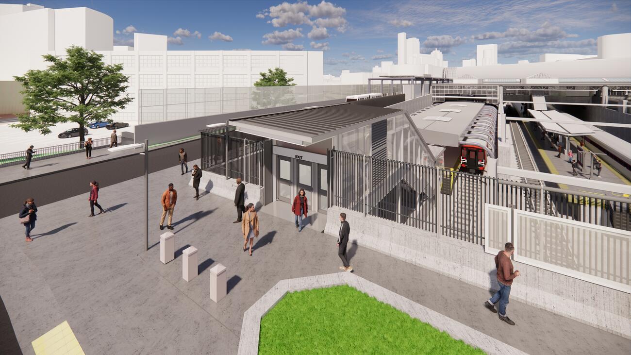 Computer rendering of new entrance for Ruggles Station