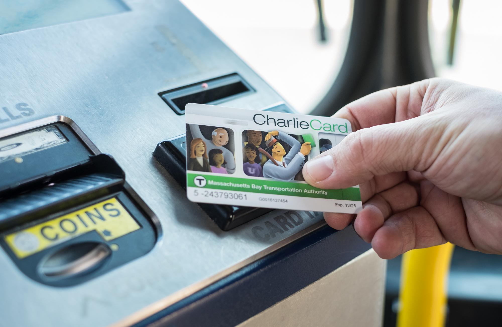 Tapping a CharlieCard on a bus