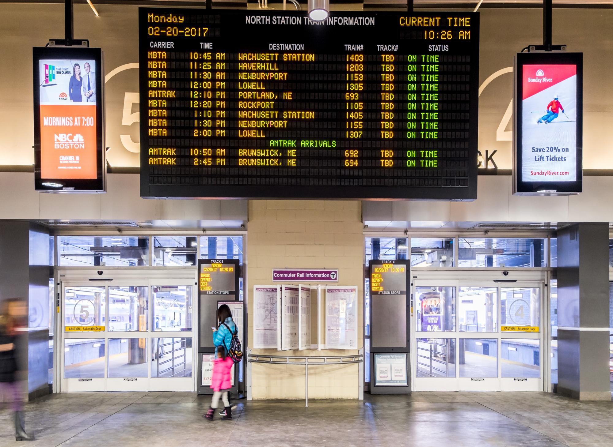 departures board at north station