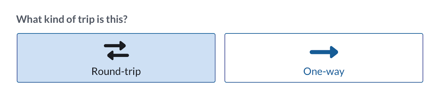 round trip or one way selector in t-alerts