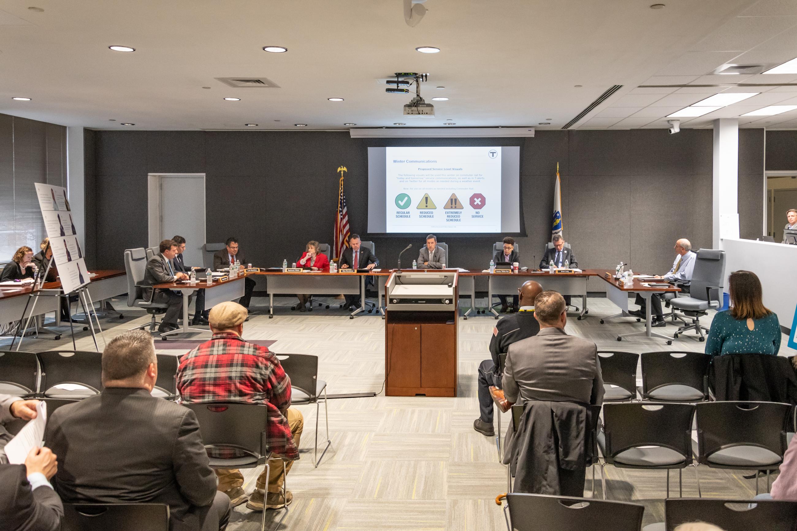 View of FMCB Meeting in Board Room with View of Projector