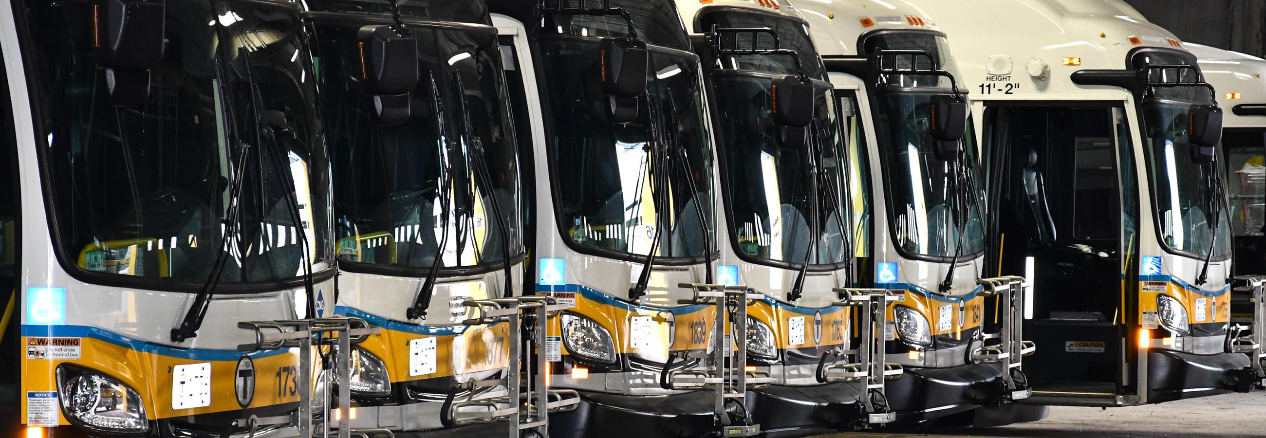 Row of MBTA buses