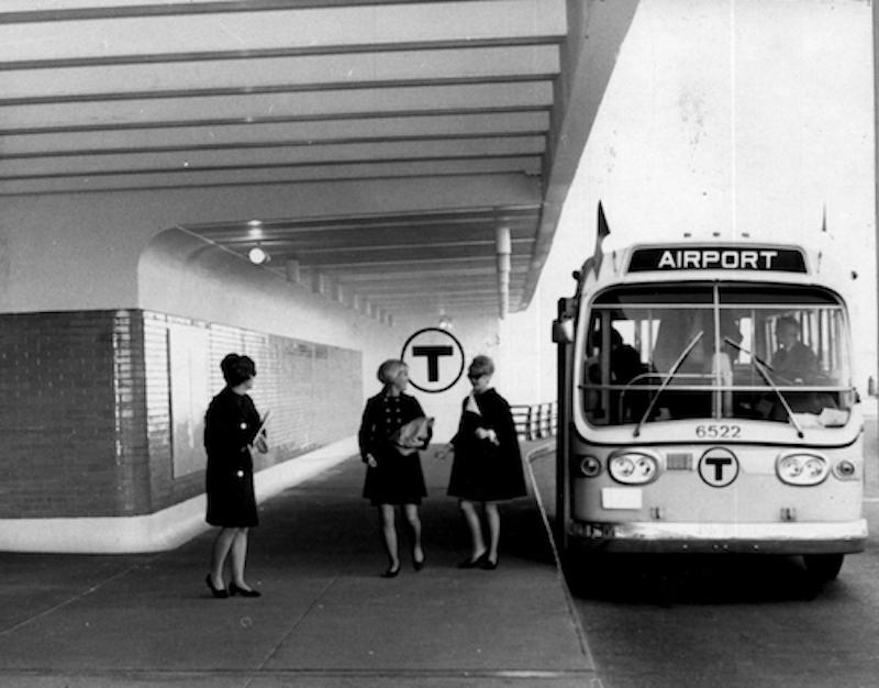 MBTA bus at airport, 1960s