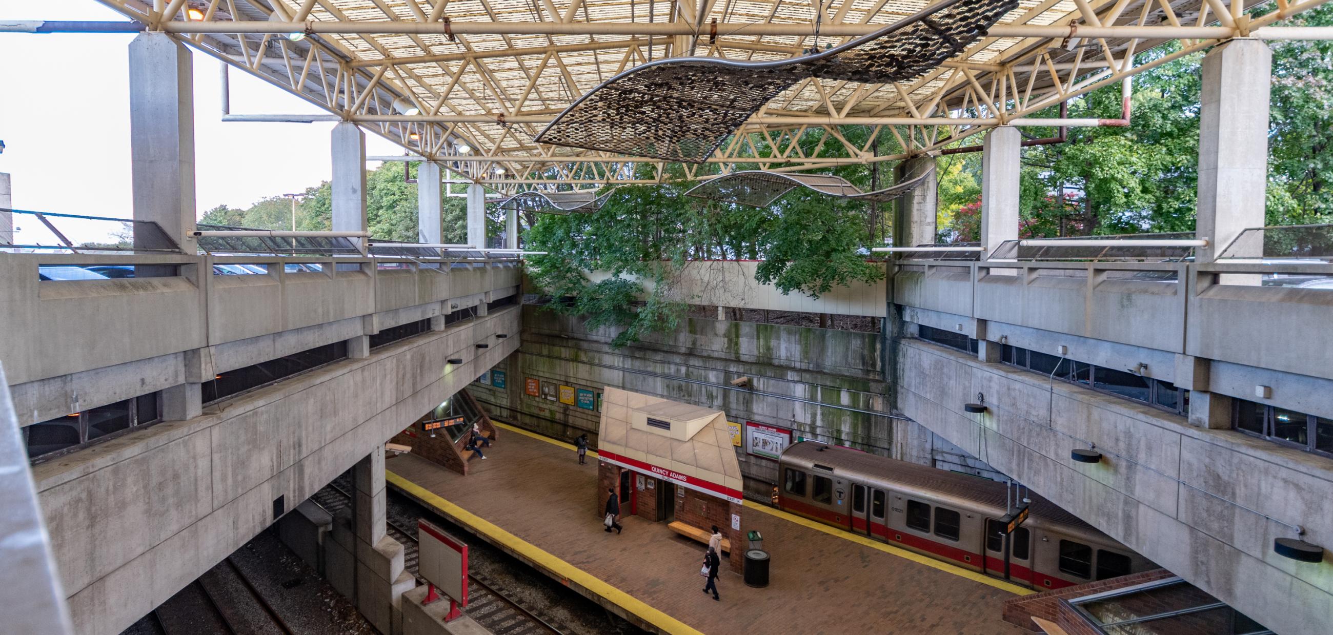 Birds-eye view of Quincy Adams platform