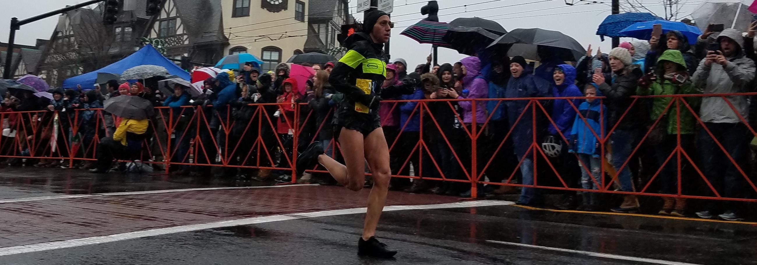 Marathon runner in Coolidge Corner