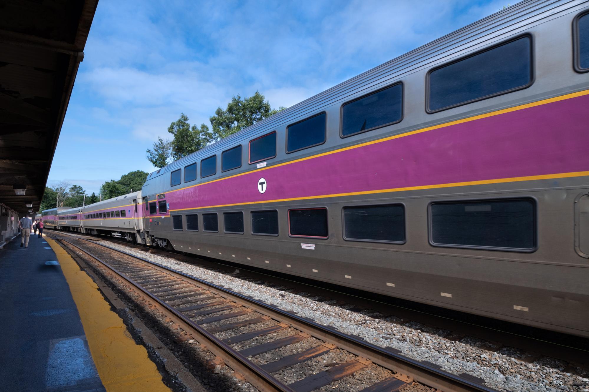 A Commuter Rail train departs Aburndale Station.
