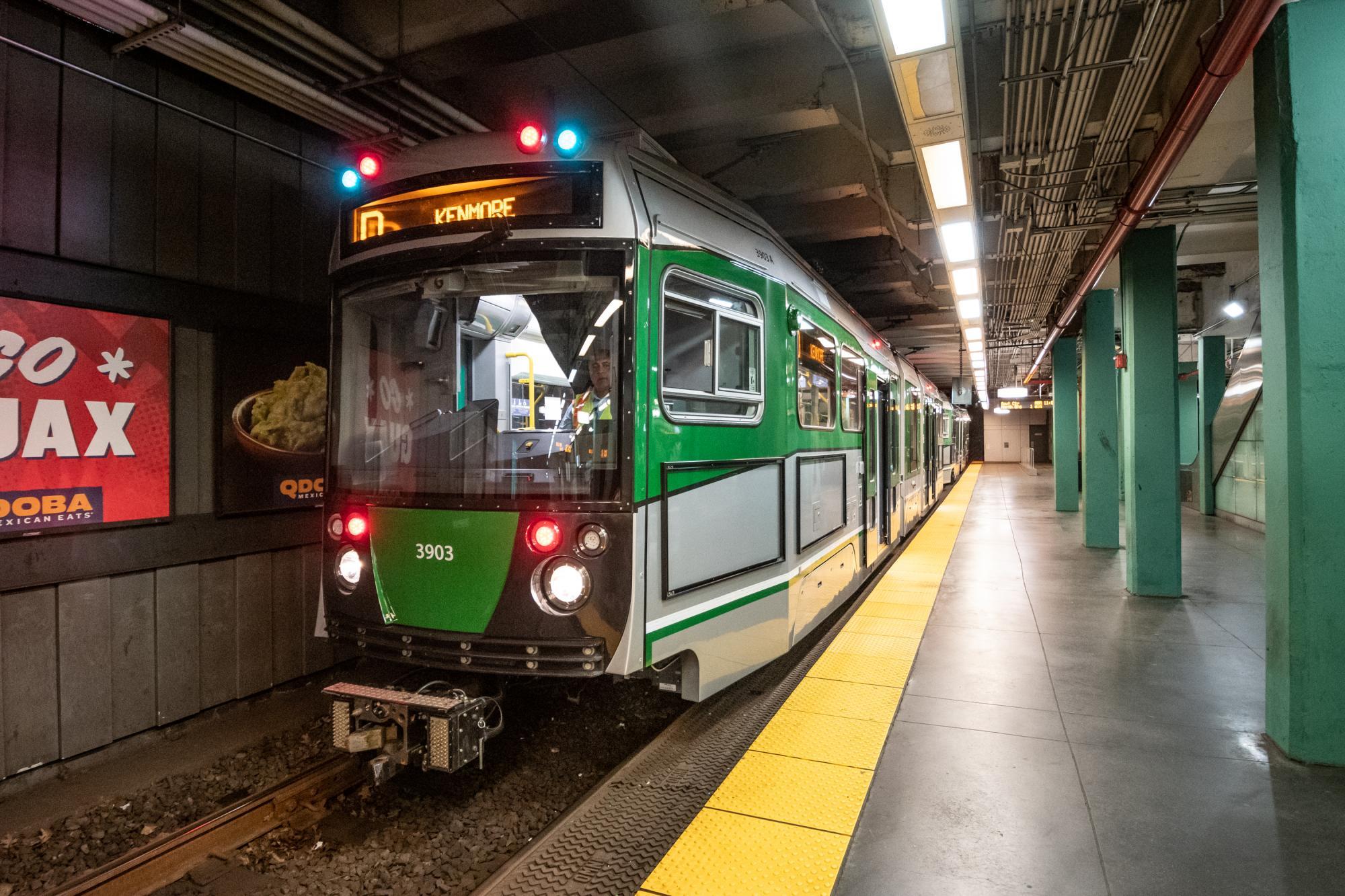 New Green Line D vehicle at Kenmore