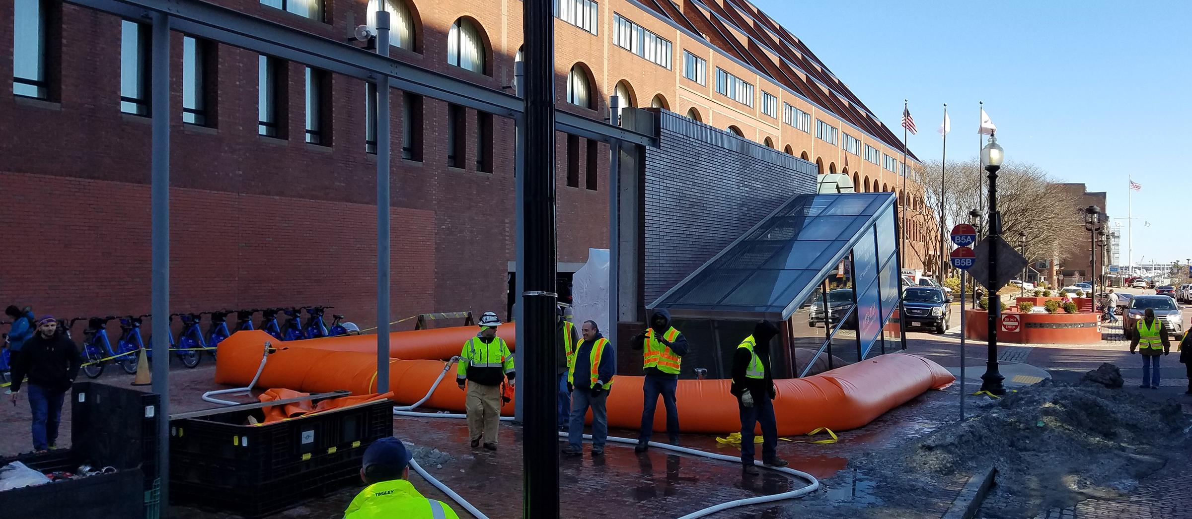 Tiger dams tested for flooding prevention at Aquarium Station in 2019