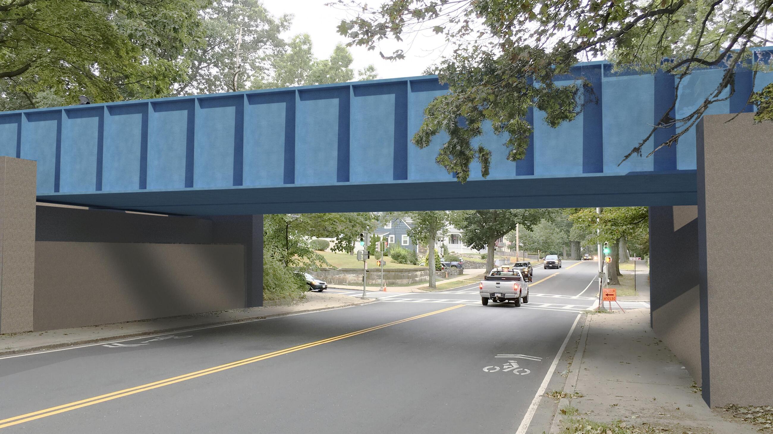 A rendering of the proposed changes to the Lynn Fells Parkway bridge on the Haverhill Line of the Commuter Rail