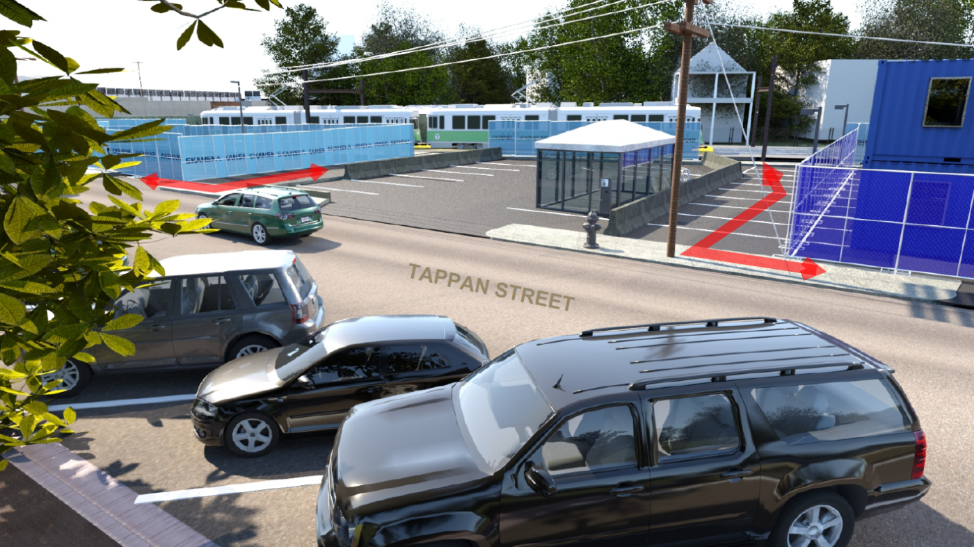 A rendering of changes to the pedestrian access routes at Brookline Hills Station