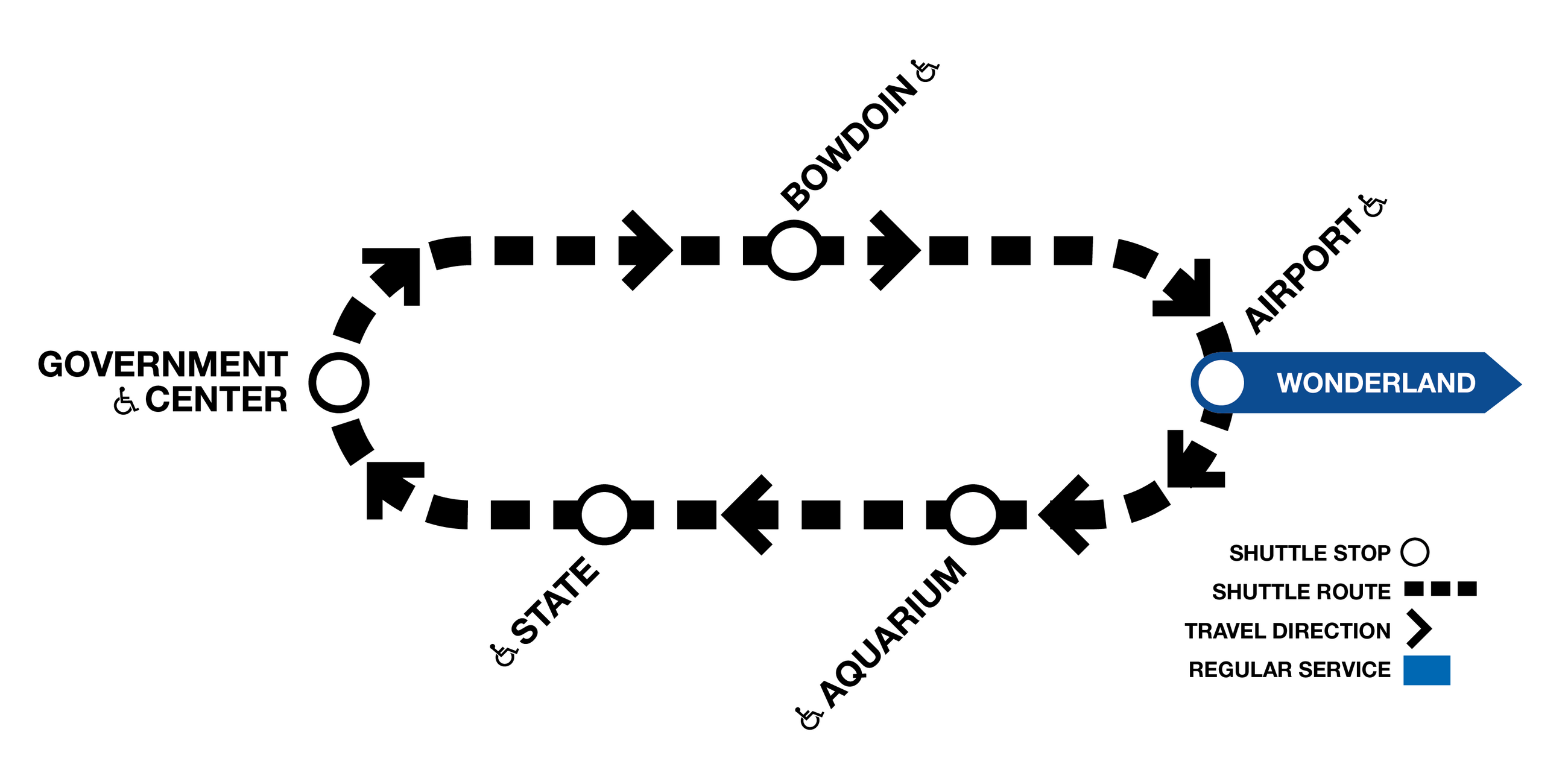 Express shuttle map between Airport and Government Center