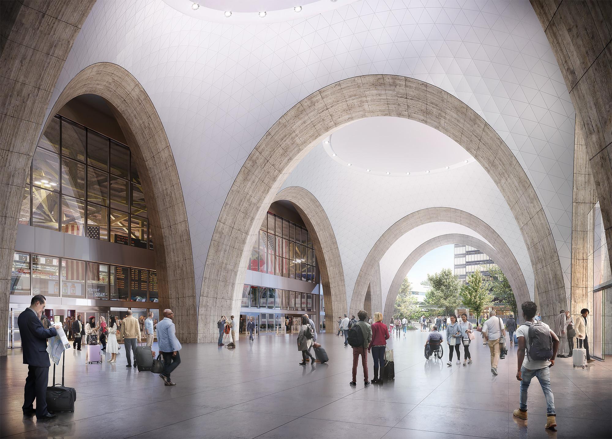 A rendering shows what the new Commuter Rail concourse will look like at South Station