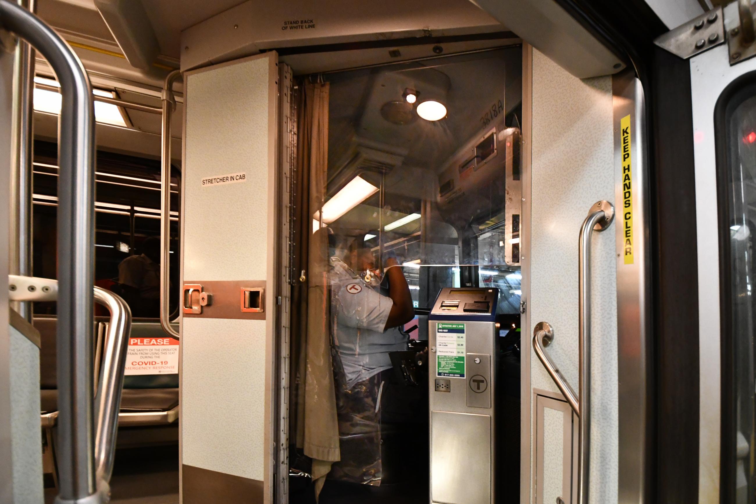 Photo of Protective Barrier on Green Line Trolley