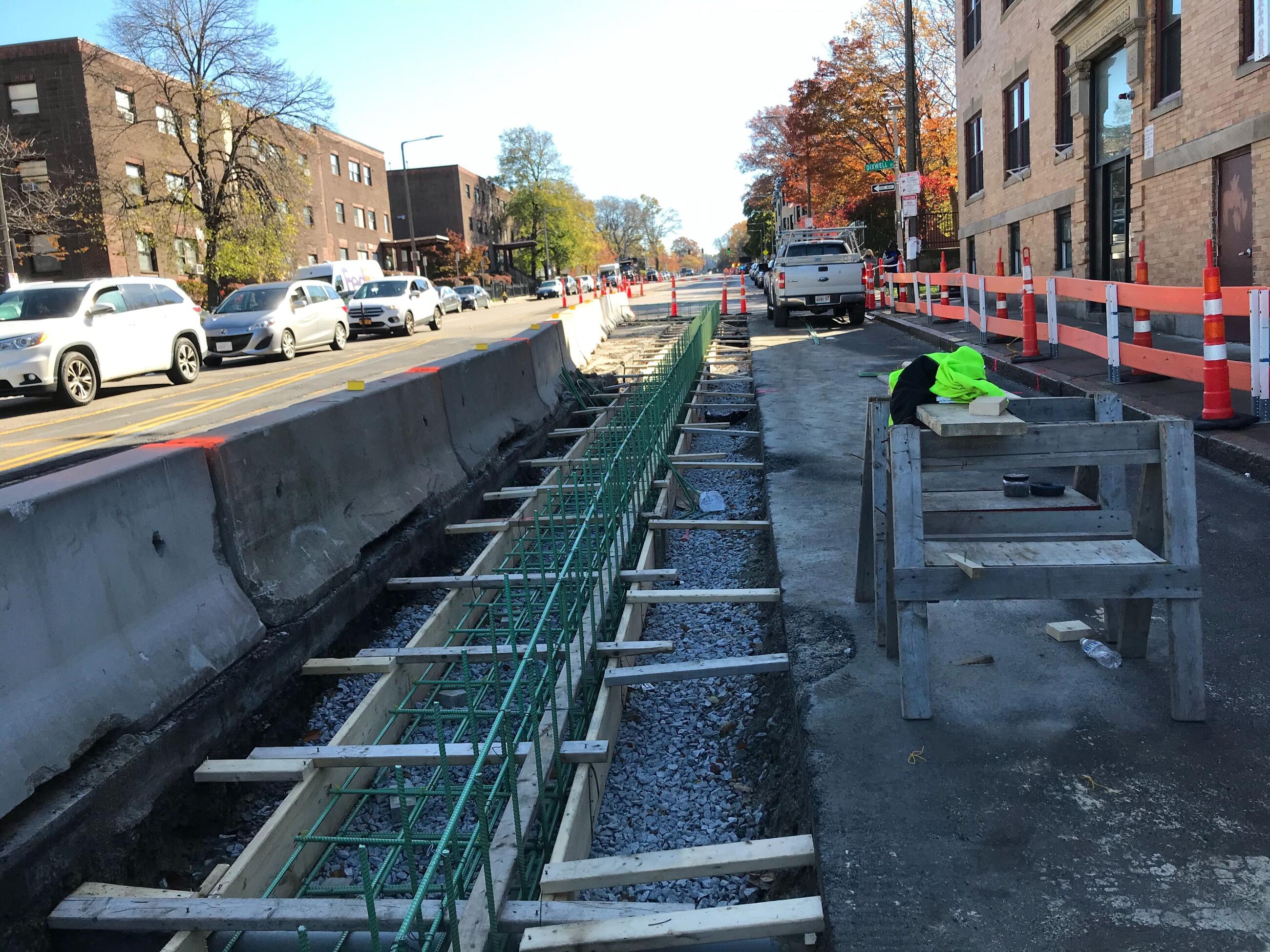 Columbus Ave Bus Lane work, November 5, 2020