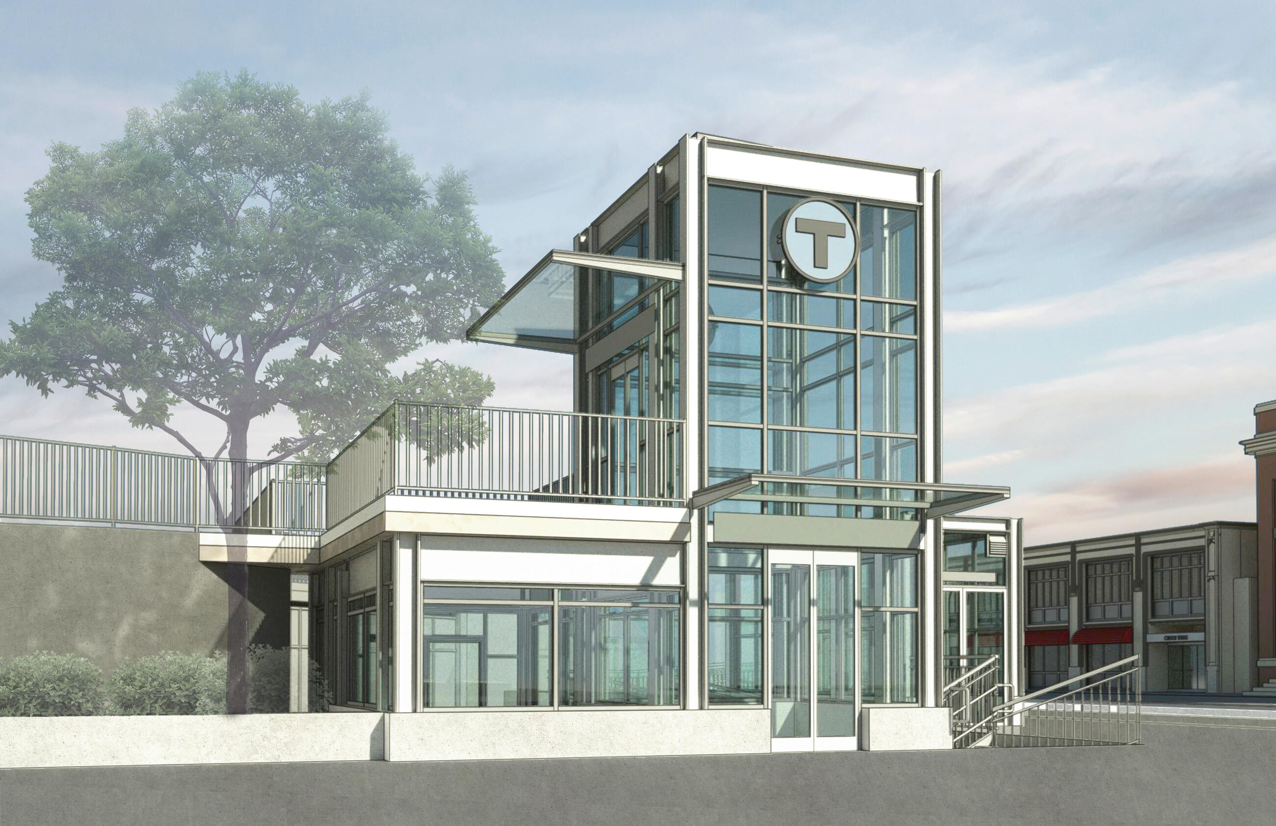Rendering of Symphony Towers West elevator and entrance to Symphony Station
