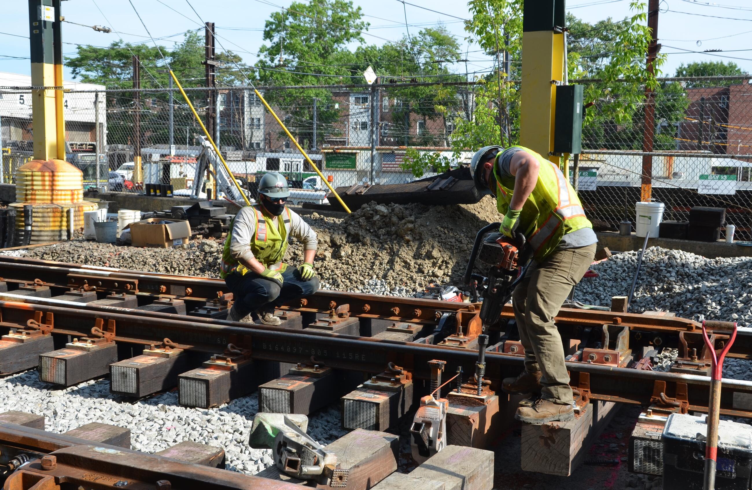 Crews worked on the D Branch Track and Signal replacement in summer 2020, before work was paused for the season.