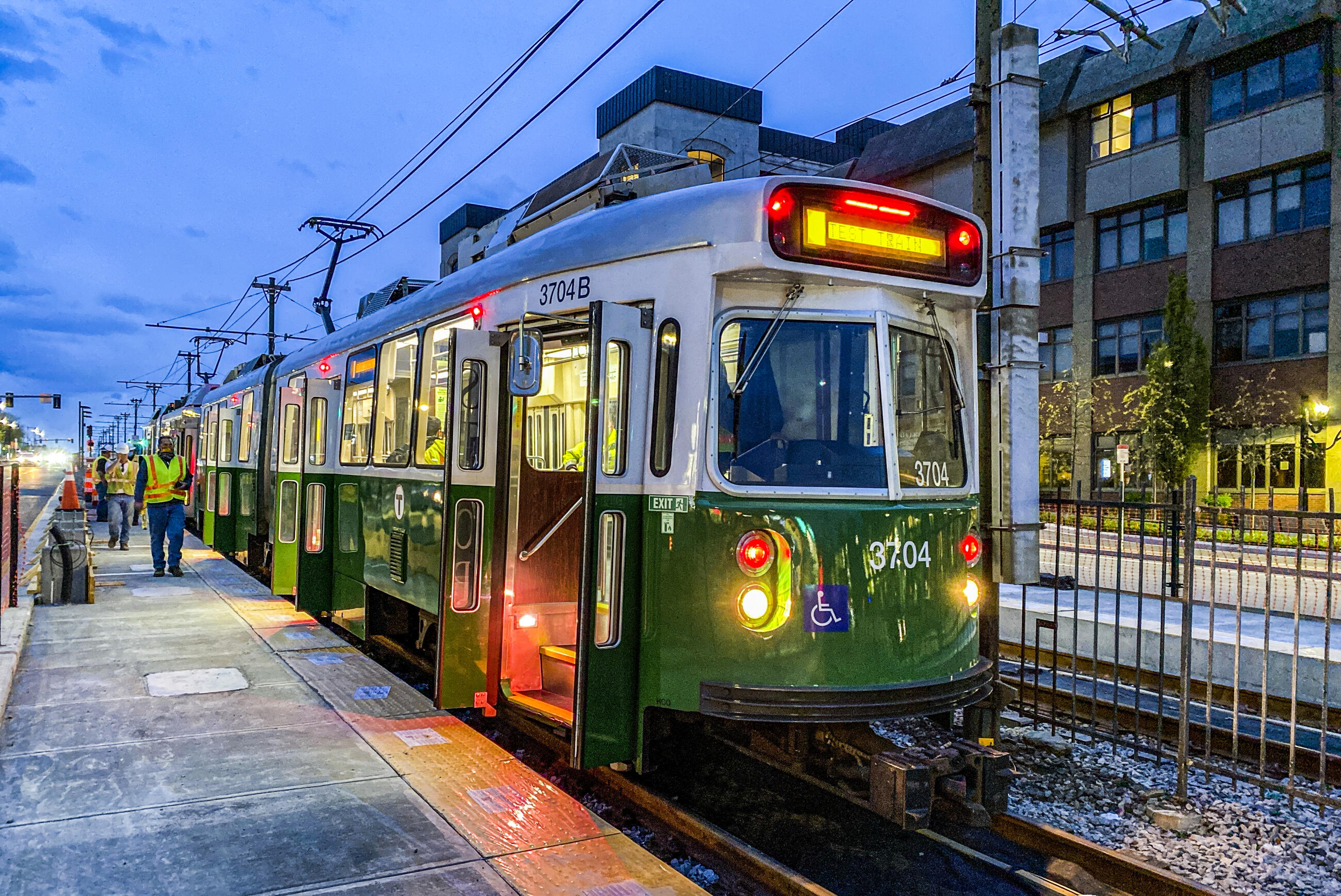 Train testing is taking place for the return to service on the Green Line B