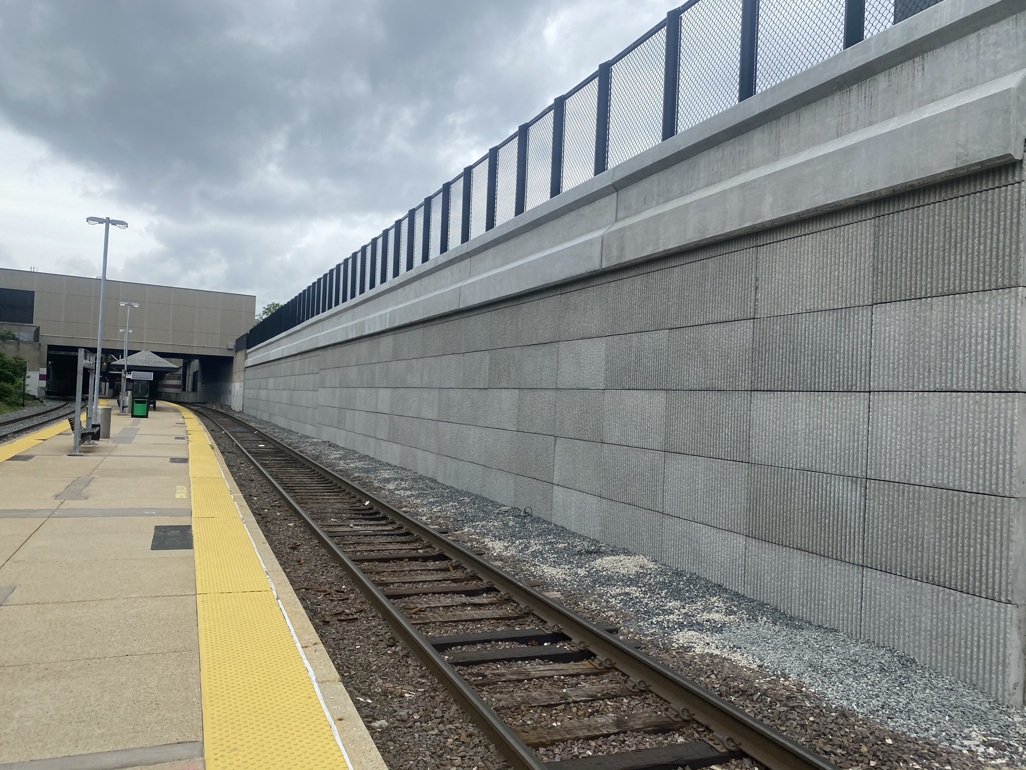 Completed retaining wall, Porter Square (June 2021)