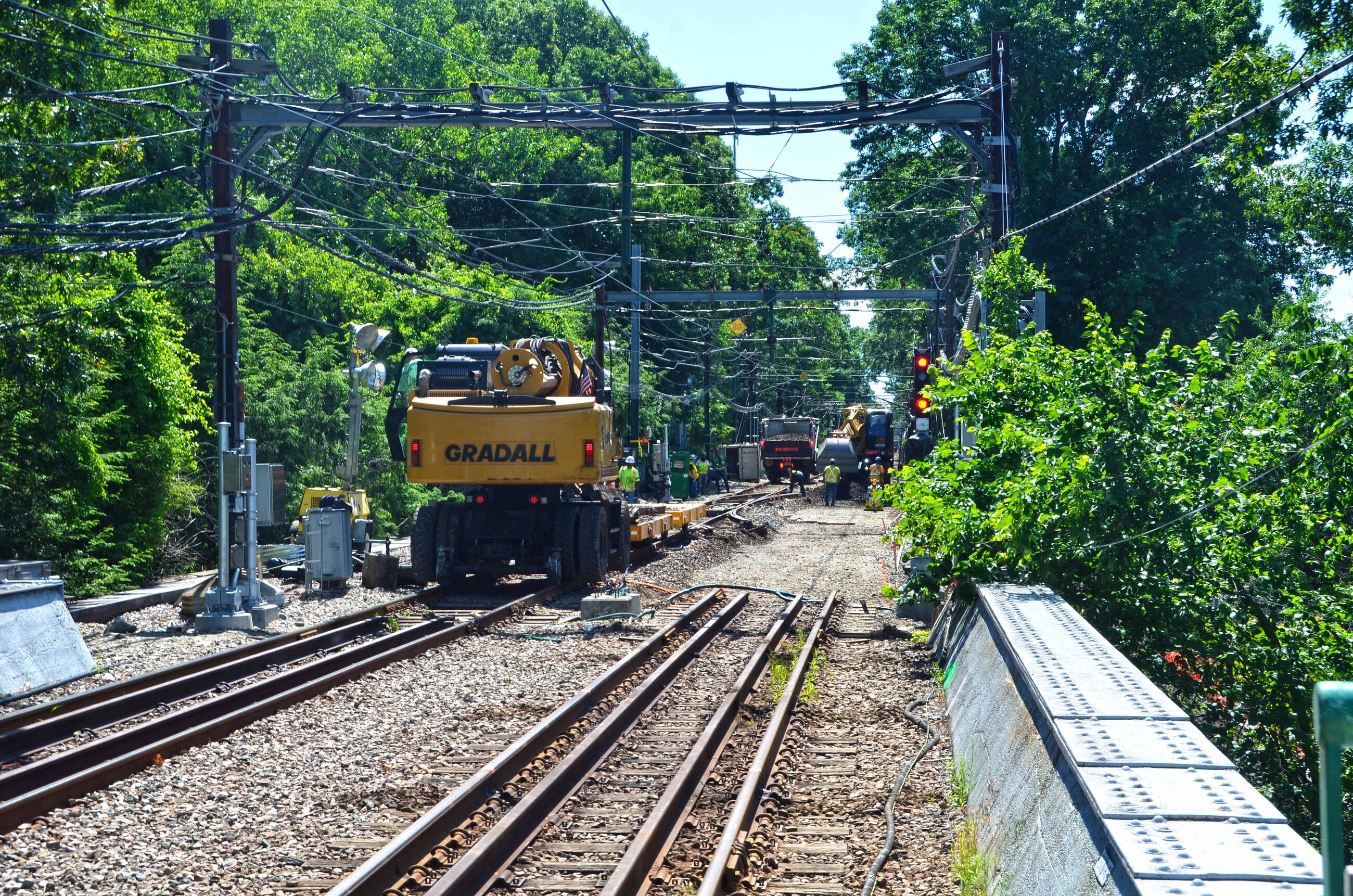 Crews use machinery to replace cables as part of D Branch Track and Signal Replacement