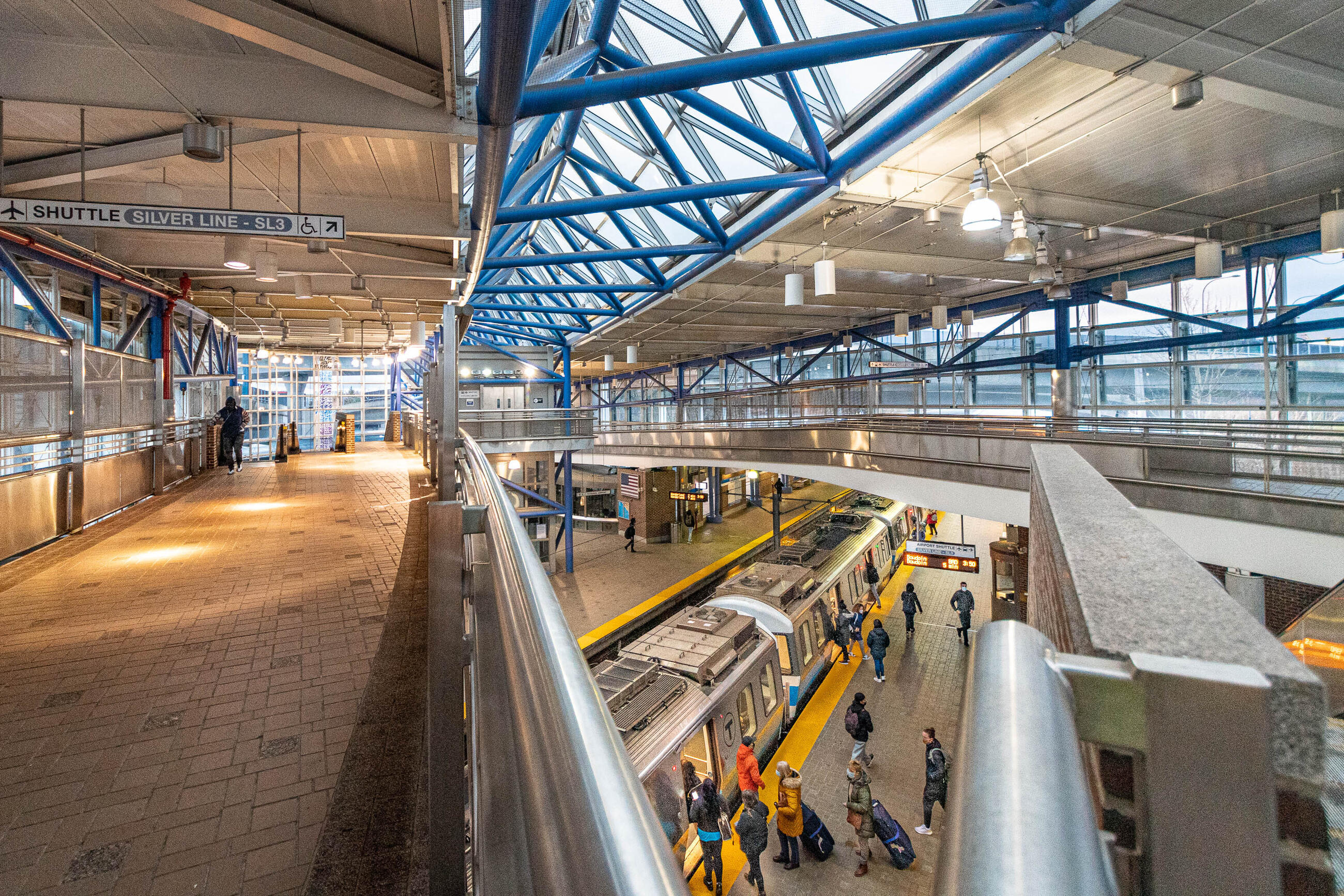 view of Airport station which connect the Blue Line and Silver Line