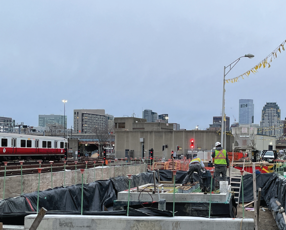 Crews work on the Cabot Yard Expansion as part of the Red Line Transformation