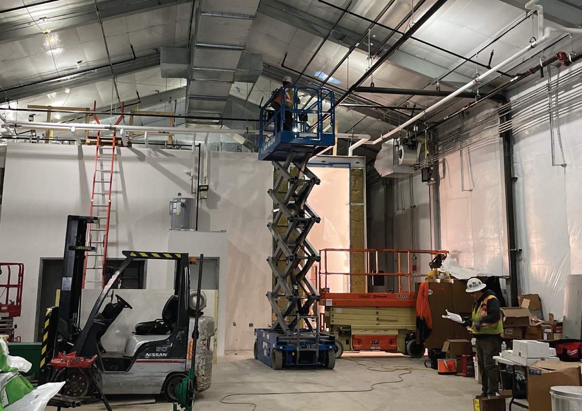 A crew works on the Cabot Yard Maintenance Facility as part of the Red Line Transformation