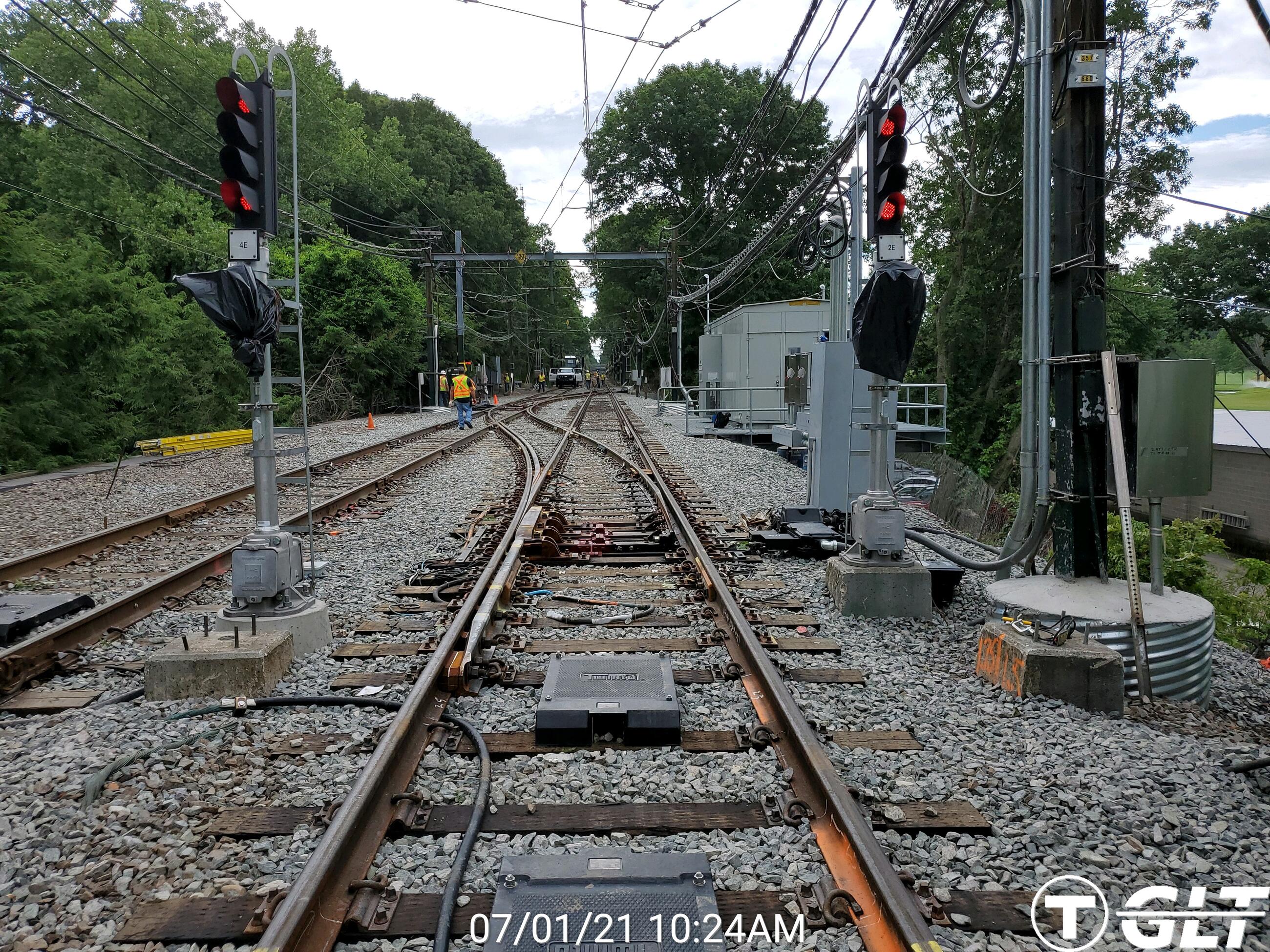 Since June 2018, 25,000 feet of track on the D Branch have been replaced between Riverside and Beaconsfield Stations.