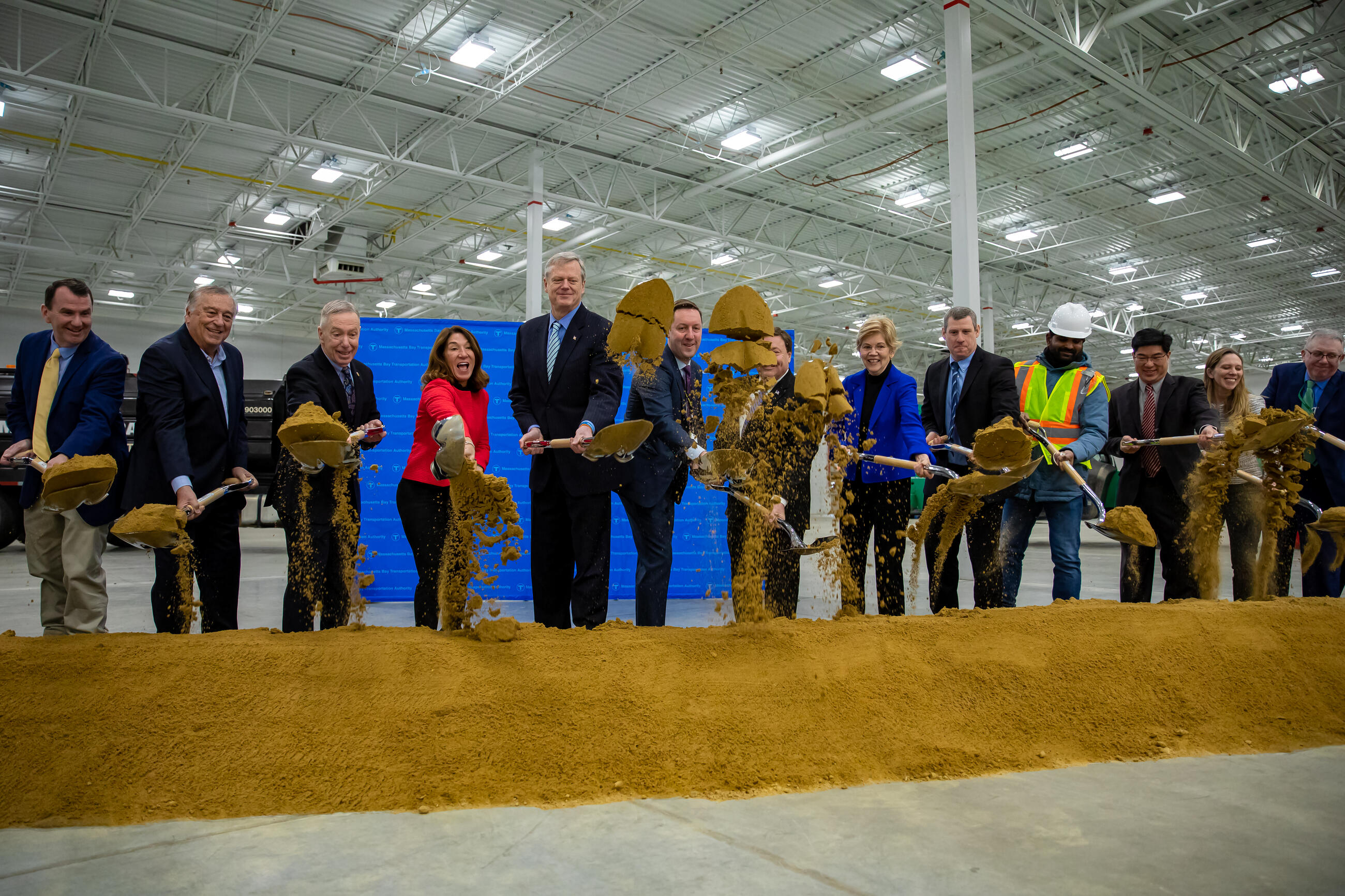 Governor Baker, Lt. Governor Polito, Transportation Secretary and CEO Tesler, and MBTA General Manager Poftak joined elected leaders to celebrate the groundbreaking of the new Quincy Bus Maintenance Facility.