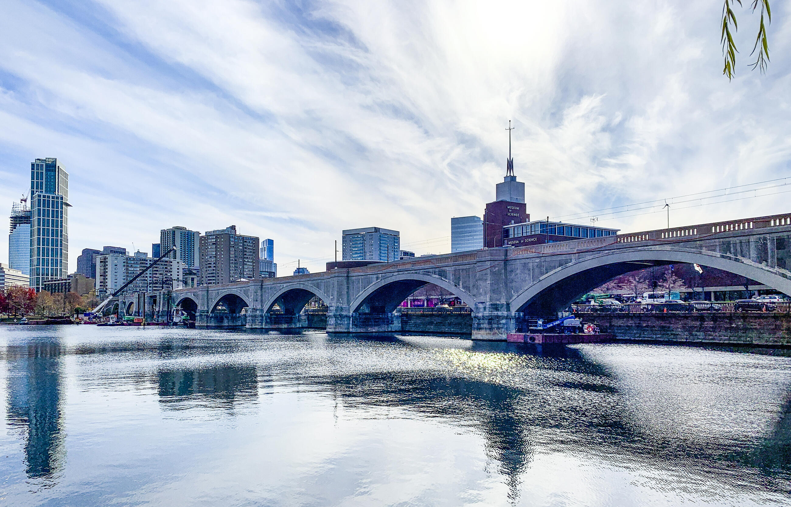 The 110-year-old viaduct stretches across the Charles River connecting Boston and Cambridge.