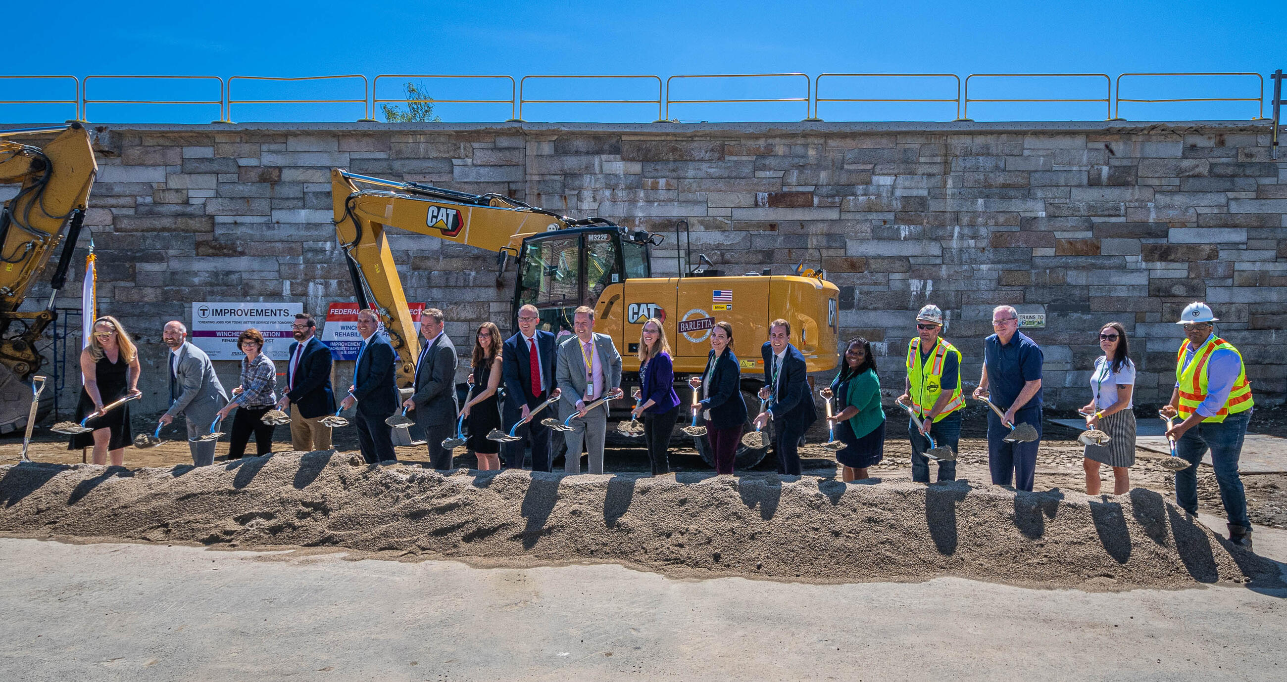 MassDOT, the MBTA, local elected leaders, community partners, and others joined together for to celebrate a groundbreaking for upcoming improvements at Winchester Center station.