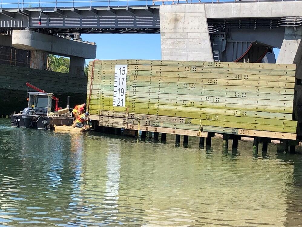 Fender board construction on pier