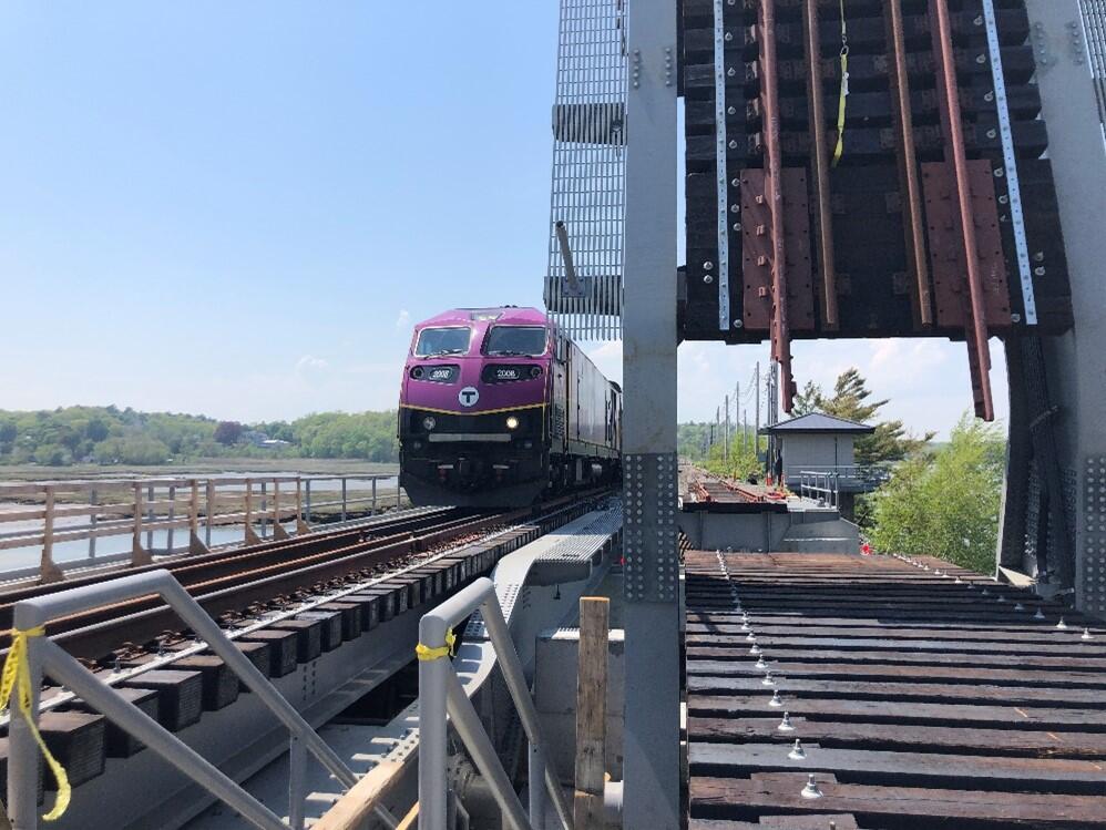 View of train arriving at station