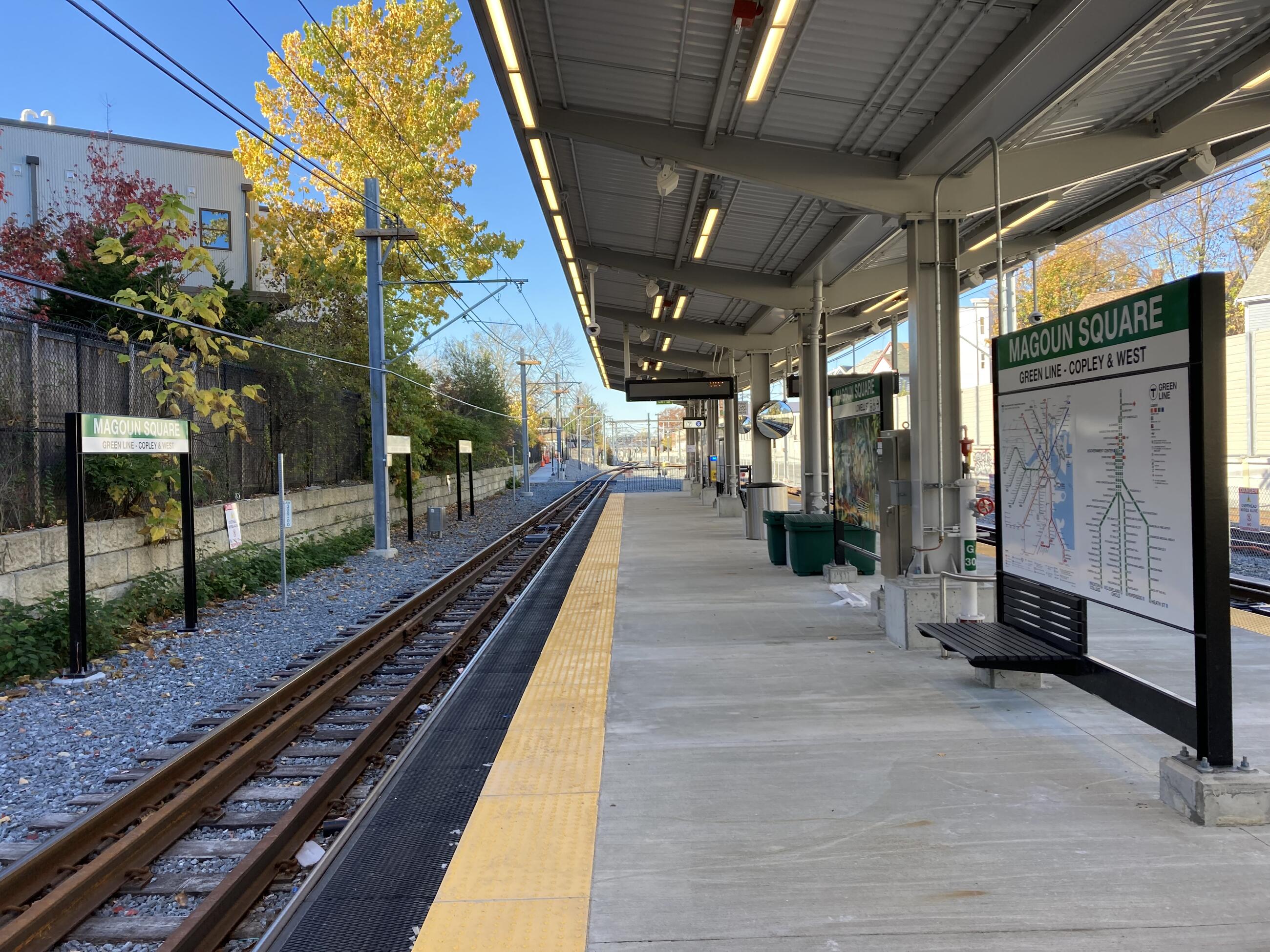 View of empty station at Magoun Square