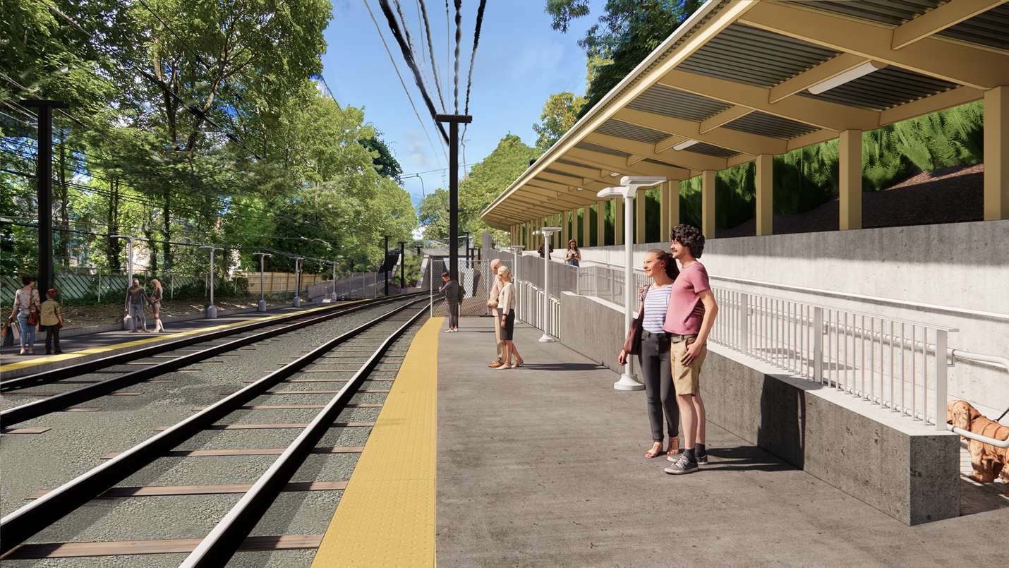 a rendering showing the Hyde Street ramp next to the platform