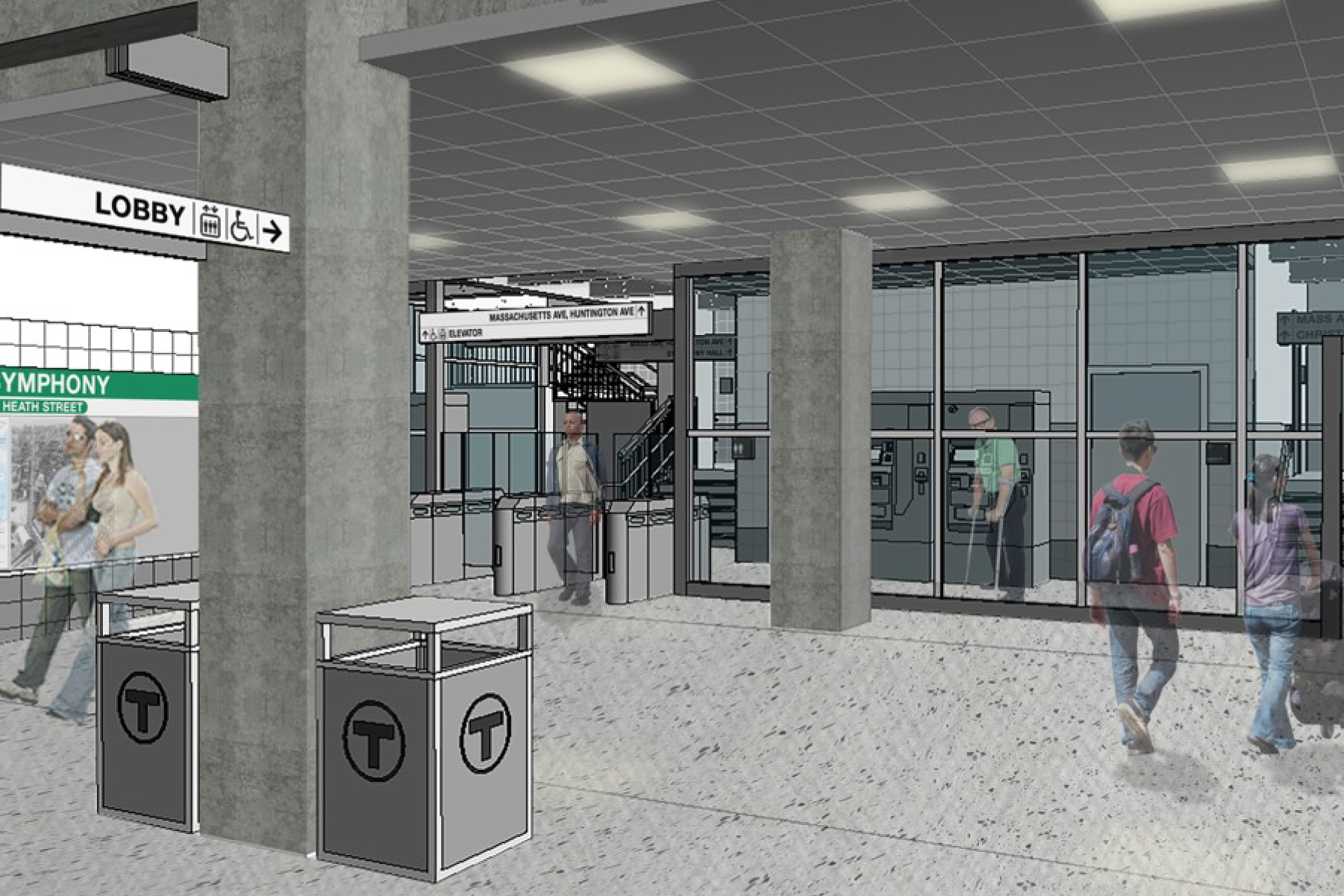 a digital rendering of the interior of symphony station
