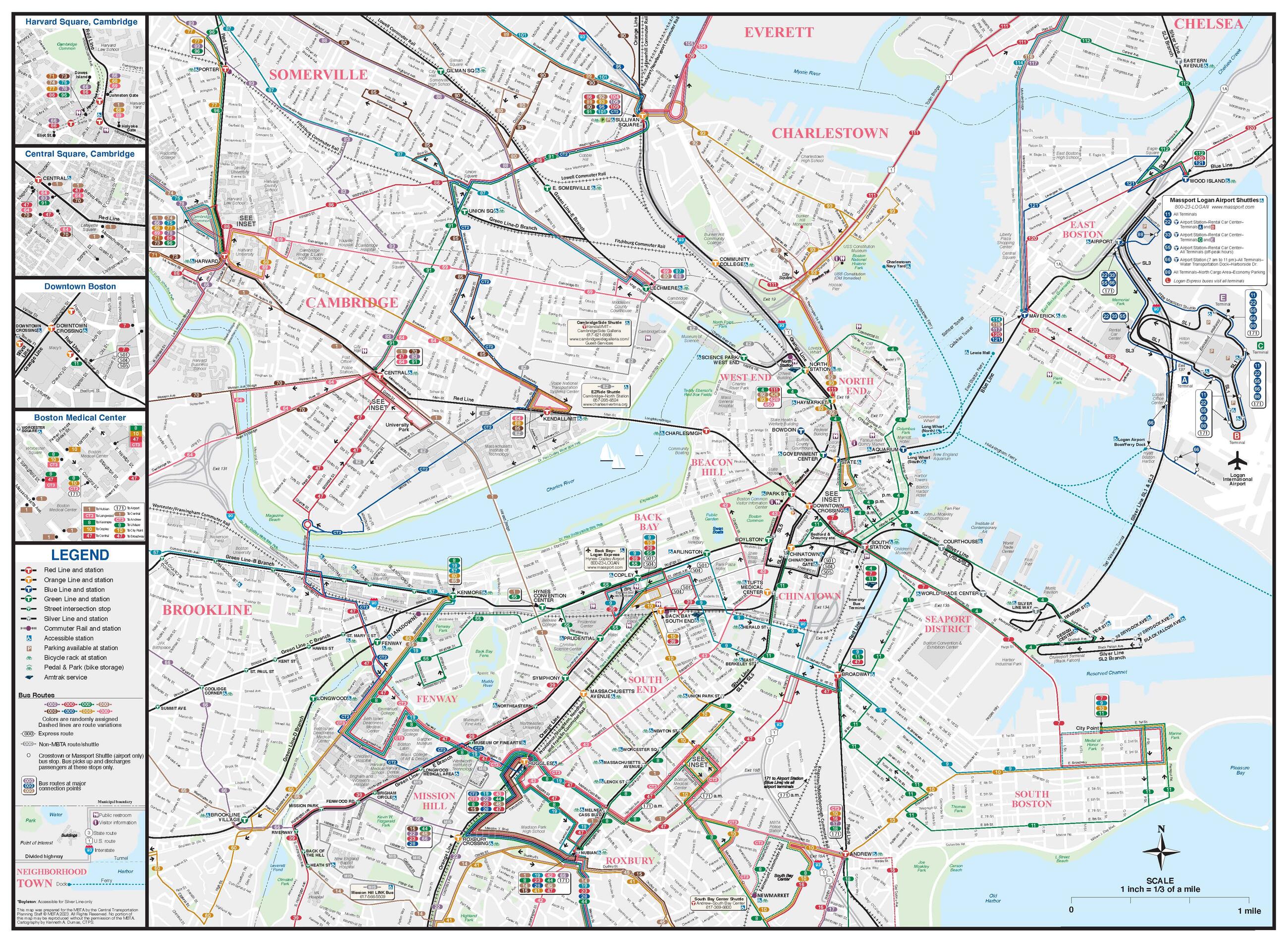 Map of Downtown Boston transit