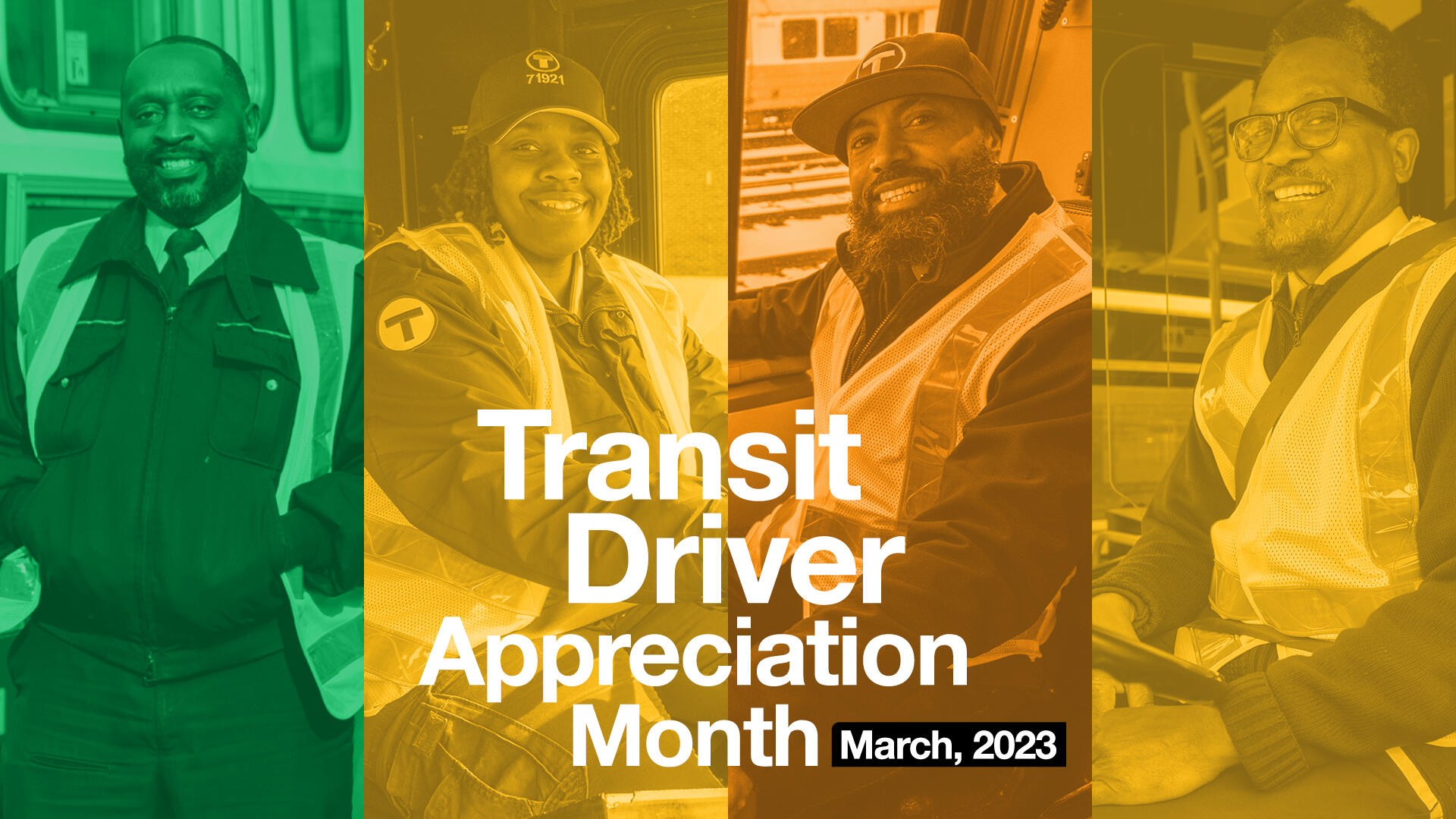 Collage image of four transit drivers in the field