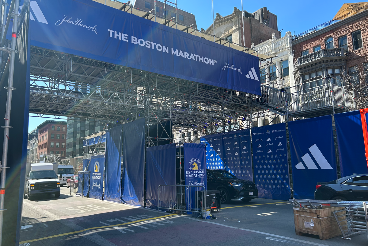 boston marathon banners at the finish line
