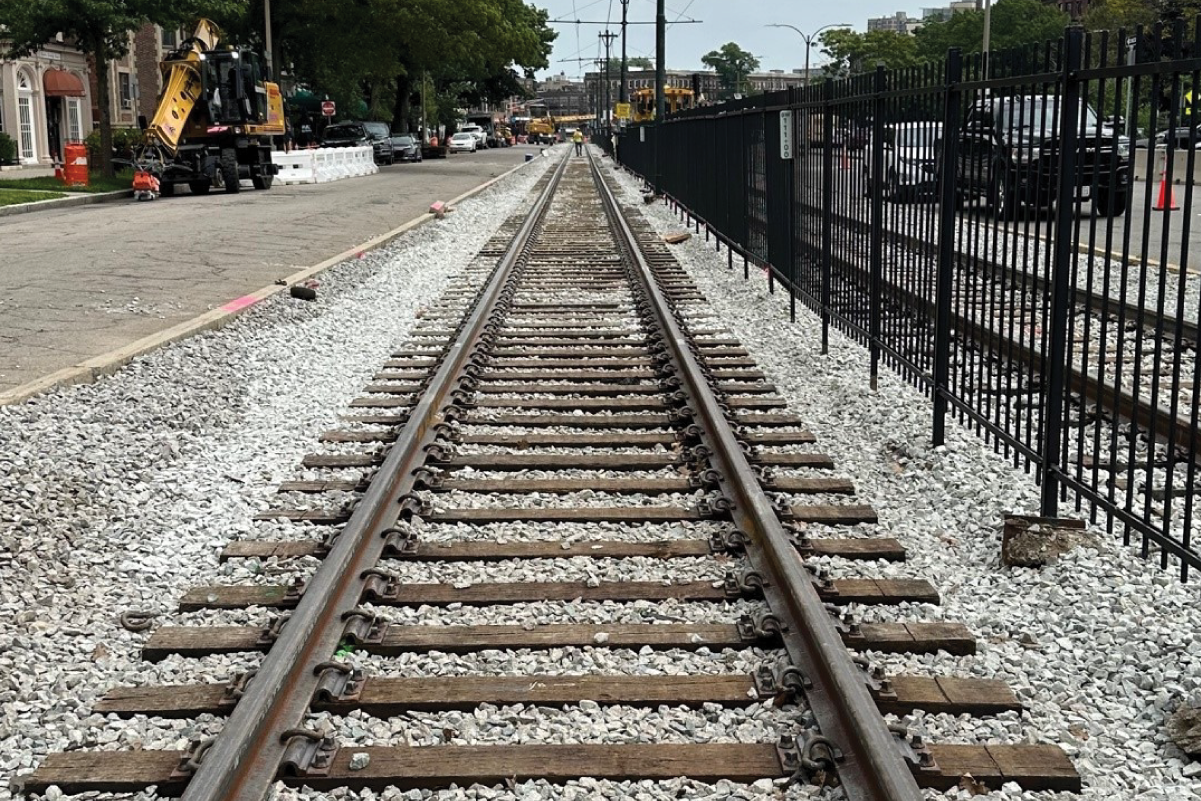 a photo of freshly laid train tracks