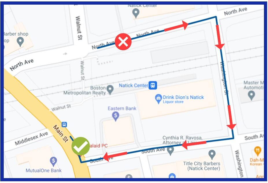 diagram depicting alternate route to reach new MWRTA shuttle stop location