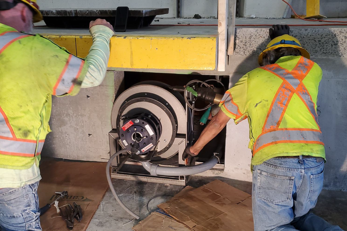 Crews work at track 19 in Wellington Vehicle Maintenance Facility