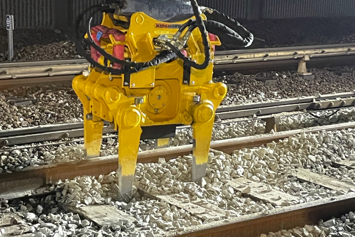Crews working on Tie replacement on tracks