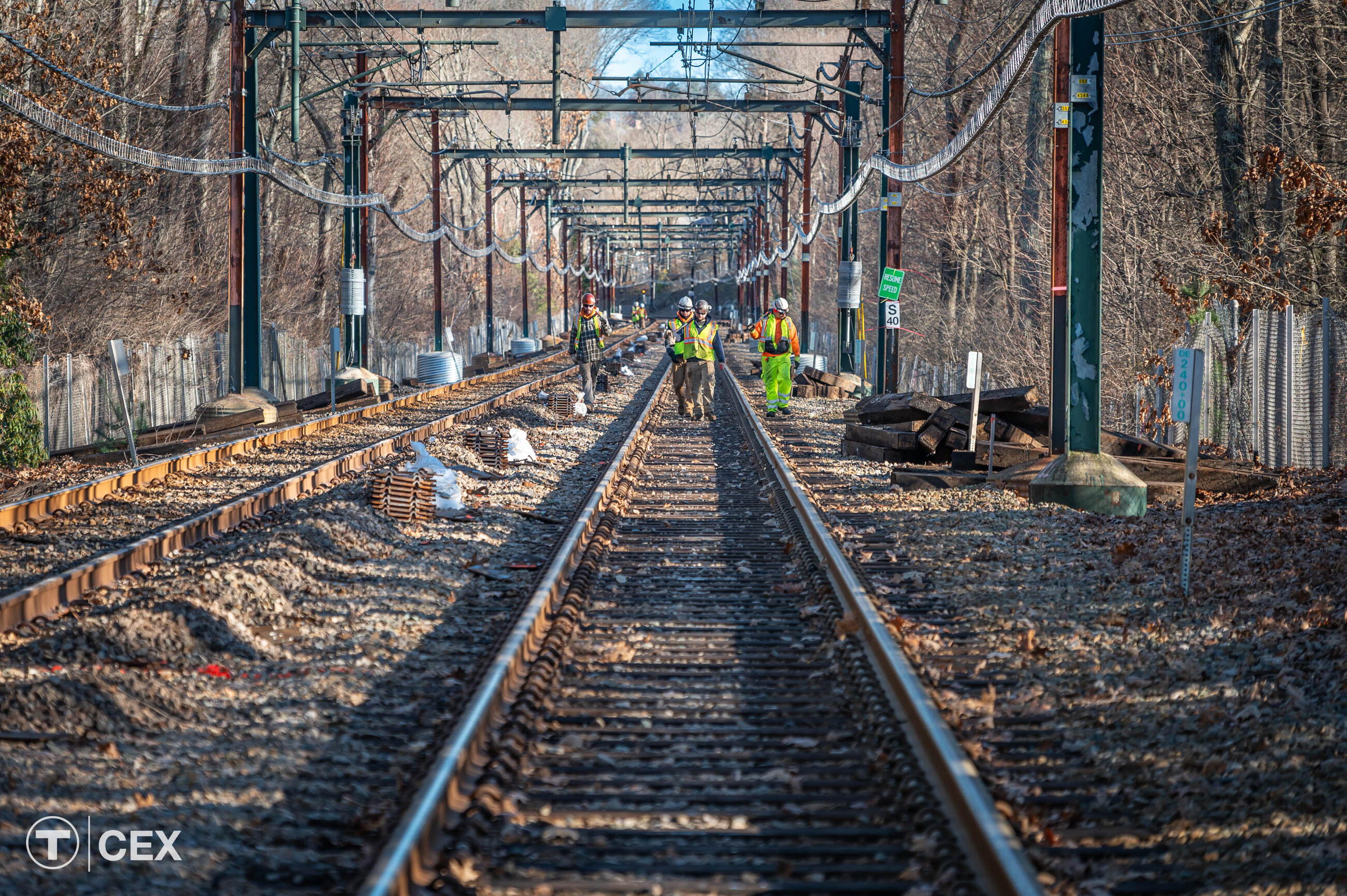 Crews performed track work on the Green Line D branch