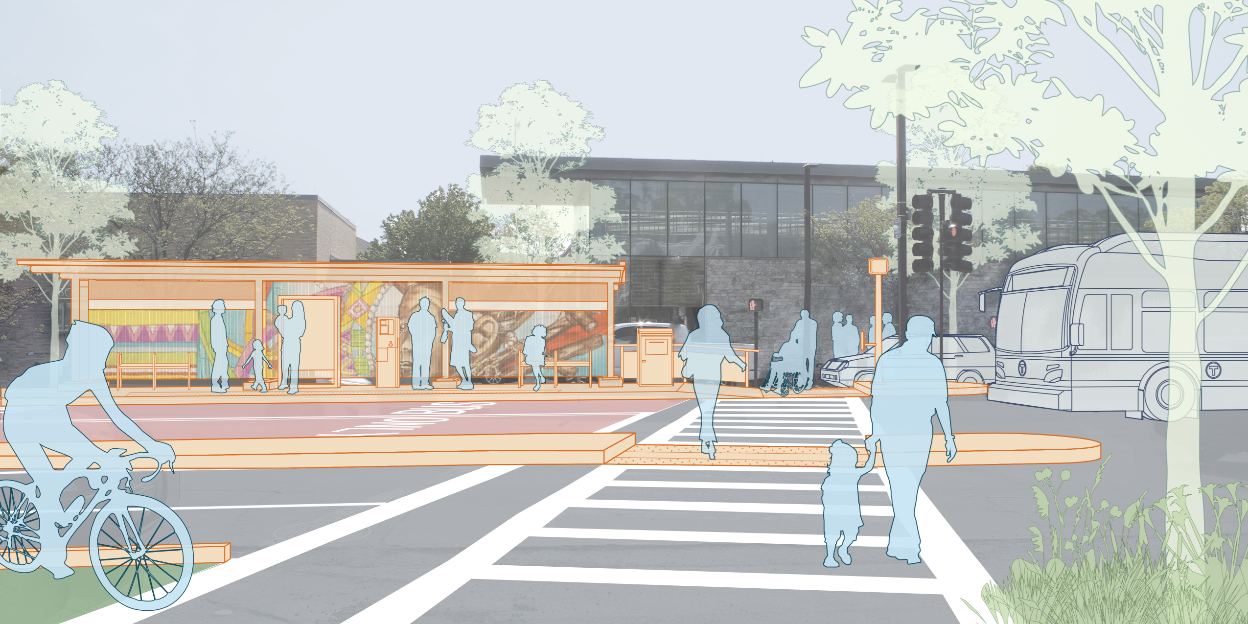 Project rendering showing future upgrades to Blue Hill Ave